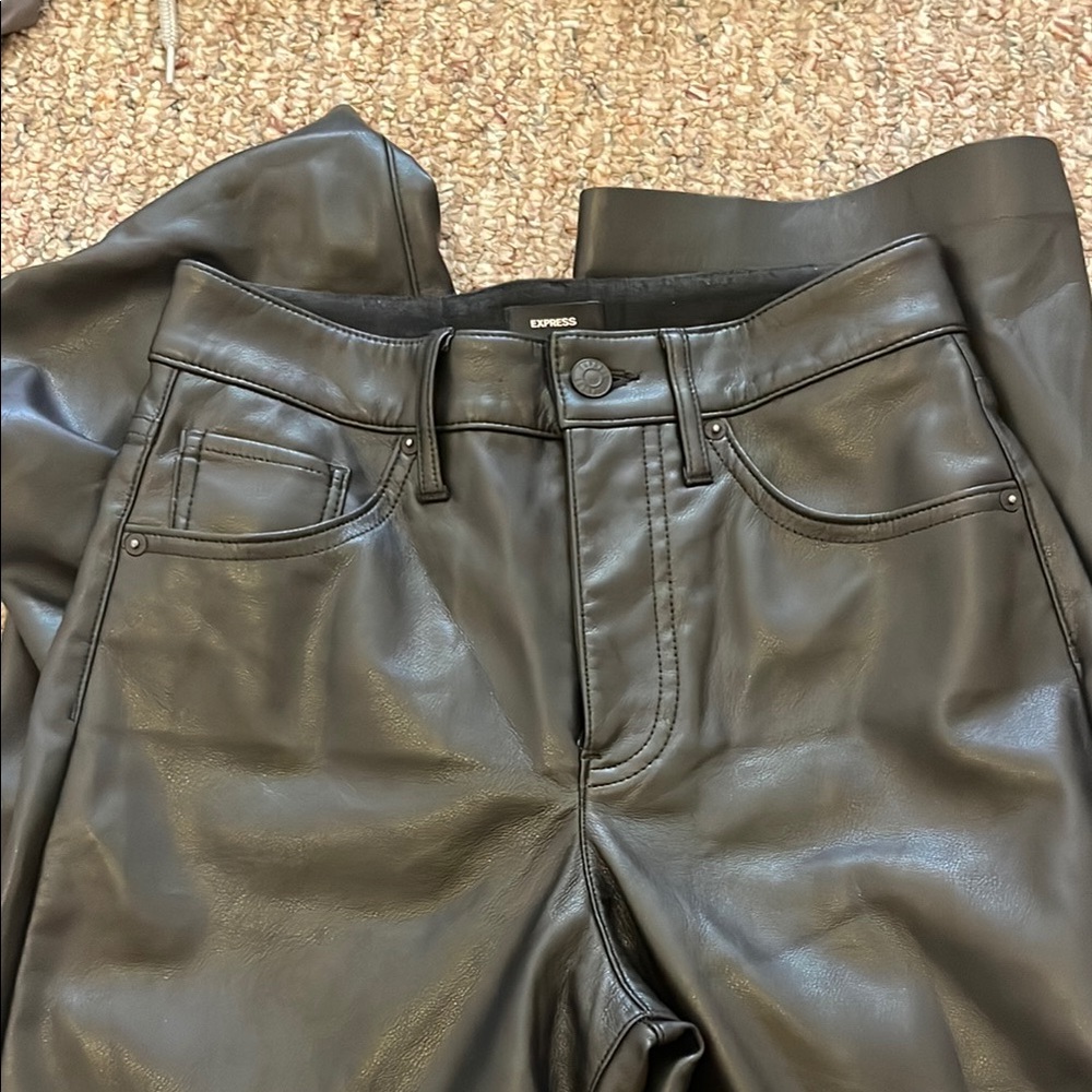 Express Black Faux Leather Trousers